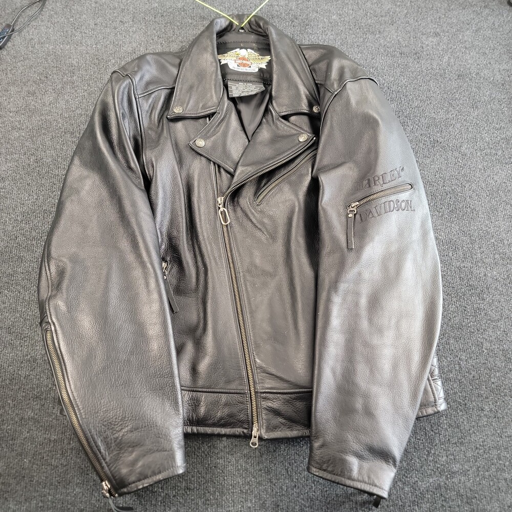 Vintage Harley Davidson CA03402 Leather Jacket-Black-Size 2XL